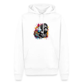 Tattoo / Tier / Kunst / cool / Comic / Gorilla - Männer Premium Bio Hoodie - Weiß - Vorne - Nico (187cm)