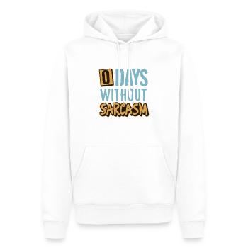 0 jours sans sarcasme style bleu et jaune - Sweat à capuche Premium bio Homme - blanc - Devant - Nico (187cm)