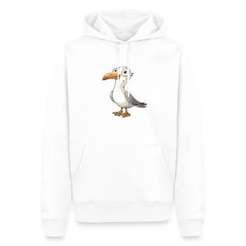 Mouette Style Bande Dessinée Motif Mouette Folle Drôle - Sweat à capuche Premium bio Homme - blanc - Devant - Nico (187cm)