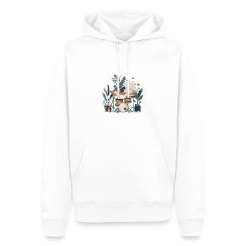 Plantes et musique - Impression de mode de haute qualité - Sweat à capuche Premium bio Homme - blanc - Devant - Nico (187cm)