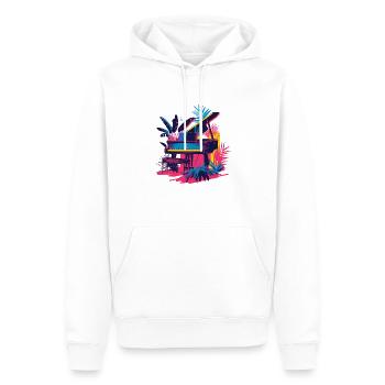 Pflanzen und Musik - hochwertiger Modedruck - Männer Premium Bio Hoodie - Weiß - Vorne - Nico (187cm)