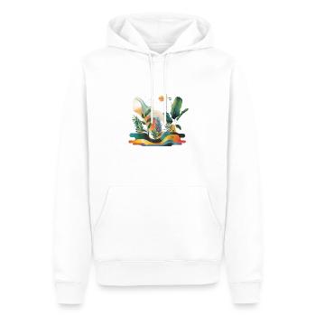 Pflanzen und Musik - hochwertiger Modedruck - Männer Premium Bio Hoodie - Weiß - Vorne - Nico (187cm)