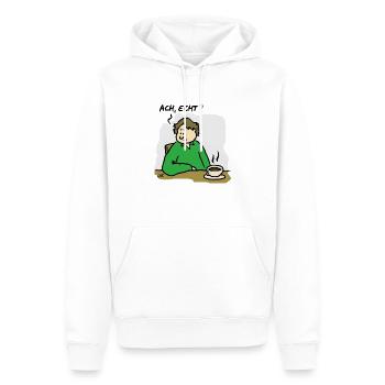 Ach, echt? Mit Hintergrund - Männer Premium Bio Hoodie - Weiß - Vorne - Nico (187cm)