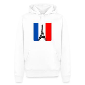 Tour Eiffel Paris France drapeau français - Sweat à capuche Premium bio Homme - blanc - Devant - Nico (187cm)