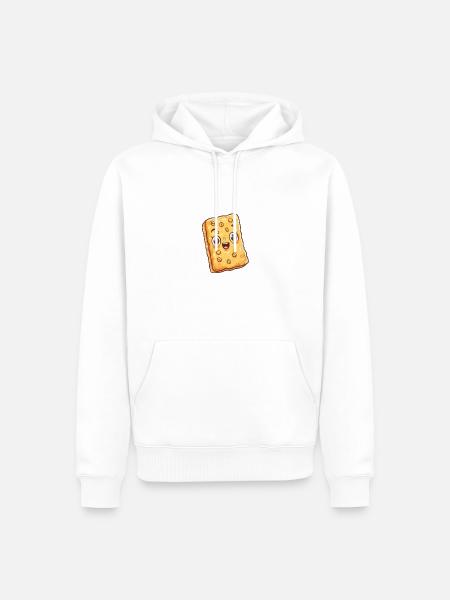 Barretta di muesli croccante in stile cartone animato - Felpa con cappuccio ecologica premium da uomo - bianco