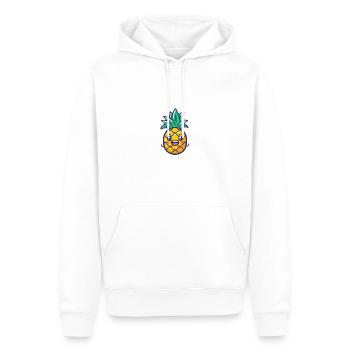 Glückliche Ananas im gelben Cartoon-Stil - Männer Premium Bio Hoodie - Weiß - Vorne - Nico (187cm)