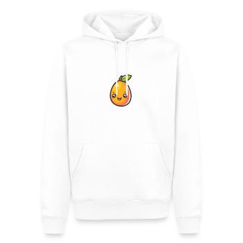 Strahlende orangene Frucht im Cartoon-Stil - Männer Premium Bio Hoodie - Weiß - Vorne - Nico (187cm)