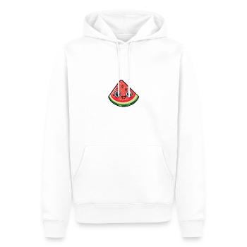 Un morceau de pastèque joyeux avec le sourire - Sweat à capuche Premium bio Homme - blanc - Devant - Nico (187cm)