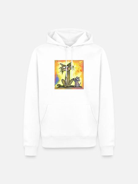 Babykatze und grimmige alte Katze - Männer Premium Bio Hoodie - Weiß