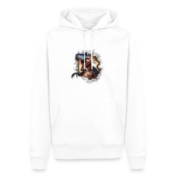 Autocollant T-rex de dinosaure - Sweat à capuche Premium bio Homme - blanc - Devant - Nico (187cm)