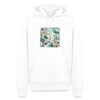 Lotus céleste et motifs asiatiques - Sweat à capuche Premium bio Homme - blanc - Devant - Nico (187cm)
