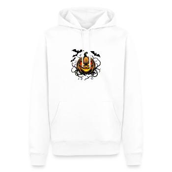 Grimmiger Kürbis und Fledermausnacht - Männer Premium Bio Hoodie - Weiß - Vorne - Nico (187cm)