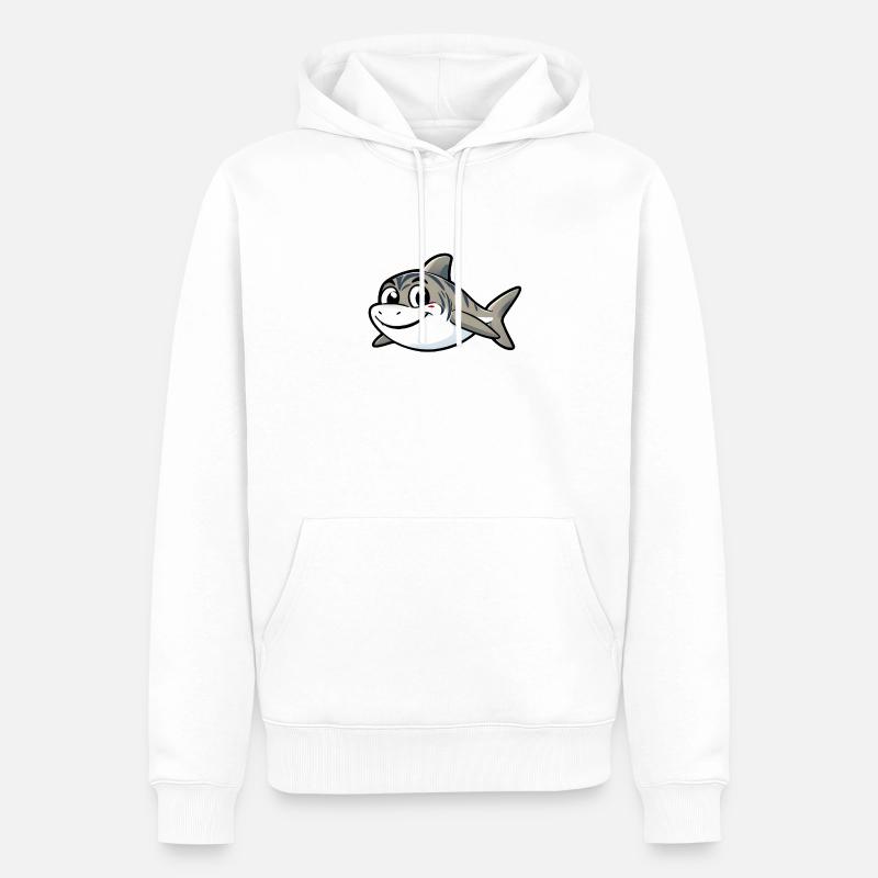Requin de dessin animé joyeux - Sweat à capuche Premium bio Homme - blanc