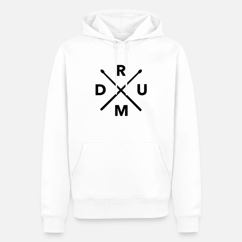 TROMMEL - Männer Premium Bio Hoodie - Weiß