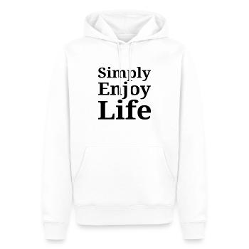 Simply enjoy life - Men’s Premium Organic Hoodie - white - Front - Nico (187cm)