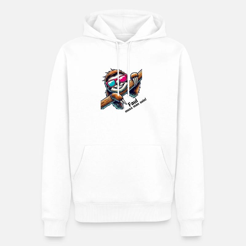 faultier sonnenbrille - Männer Premium Bio Hoodie - Weiß