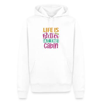 La vie est meilleure à la cabane - Sweat à capuche Premium bio Homme - blanc - Devant - Nico (187cm)