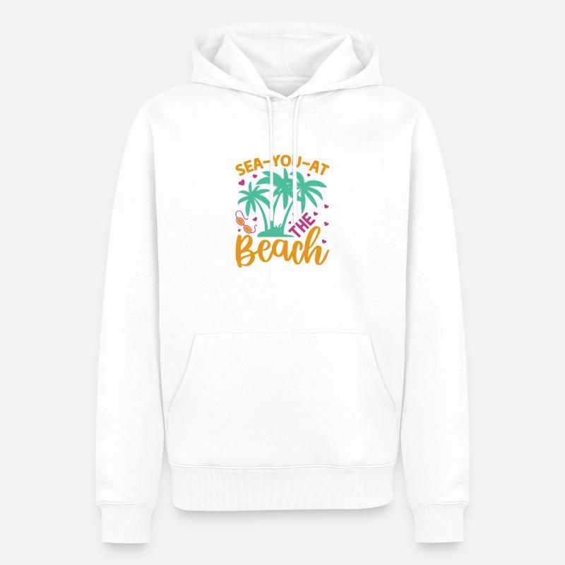 Mer-You-à-la-plage - Sweat à capuche Premium bio Homme - blanc