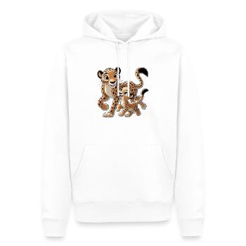 Mère guépard avec son enfant gambadant - Sweat à capuche Premium bio Homme - blanc - Devant - Nico (187cm)