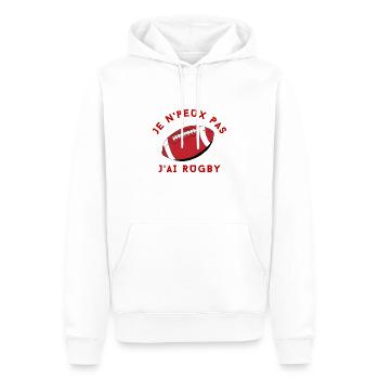 Drôle Maillot Humour Je N'Peux Pas J'ai Rugby - Sweat à capuche Premium bio Homme - blanc - Devant - Nico (187cm)