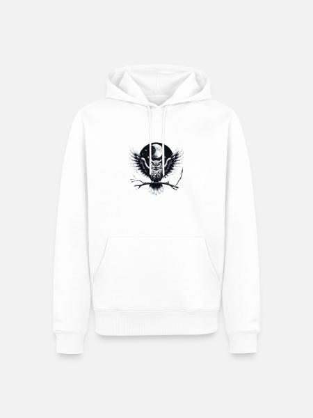 Nacht Eule - Männer Premium Bio Hoodie - Weiß