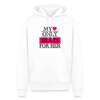 Mon amour ne bat que pour elle - Sweat à capuche Premium bio Homme - blanc - Devant - Nico (187cm)