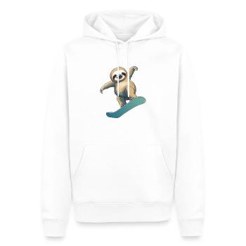 Faultier Winter - Männer Premium Bio Hoodie - Weiß - Vorne - Nico (187cm)