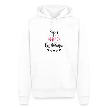 Super mamie qui déchire. Mug mamie qui déchire - Sweat à capuche Premium bio Homme - blanc - Devant - Nico (187cm)