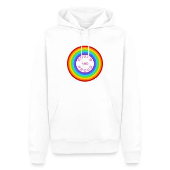 Round and proud! LGBTQ+, CSD, Regenbogen - Männer Premium Bio Hoodie - Weiß - Vorne - Nico (187cm)