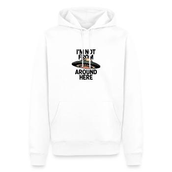 Je ne suis pas d’ici - Sweat à capuche Premium bio Homme - blanc - Devant - Nico (187cm)
