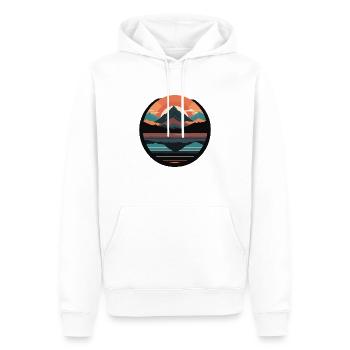 Montagnes, nature, coucher de soleil - Sweat à capuche Premium bio Homme - blanc - Devant - Nico (187cm)