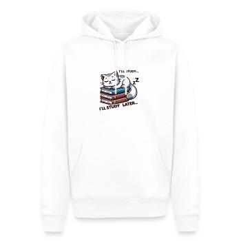 Study Later 😸📚 - Männer Premium Bio Hoodie - Weiß - Vorne - Nico (187cm)