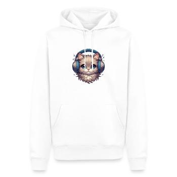 Chat mignon avec des écouteurs Doodle - Sweat à capuche Premium bio Homme - blanc - Devant - Nico (187cm)