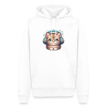 Chat mignon avec des écouteurs Doodle - Sweat à capuche Premium bio Homme - blanc - Devant - Nico (187cm)
