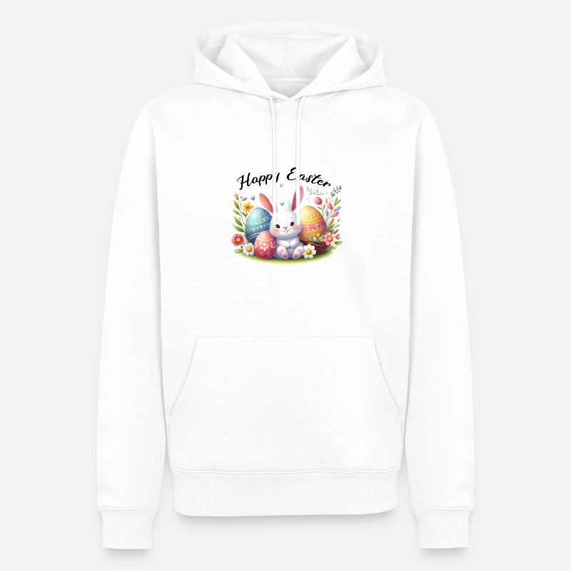 Joyeux lapin de Pâques - Sweat à capuche Premium bio Homme - blanc