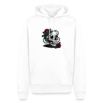Crâne avec des fleurs de roses - Sweat à capuche Premium bio Homme - blanc - Devant - Nico (187cm)