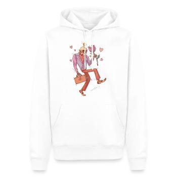 Squelette amoureux de fleur carnivore - Sweat à capuche Premium bio Homme - blanc - Devant - Nico (187cm)