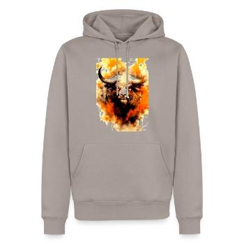 Bison Animal sauvage américain - Sweat à capuche Premium bio Homme - taupe - Devant - Nico (187cm)