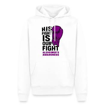 Sein Kampf ist unser Kampf - Alzheimer Aufklärung - Männer Premium Bio Hoodie - Weiß - Vorne - Nico (187cm)