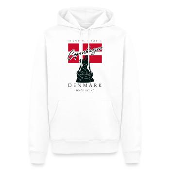 Souvenir de voyage du drapeau de la sirène de Copenhague - Sweat à capuche Premium bio Homme - blanc - Devant - Nico (187cm)