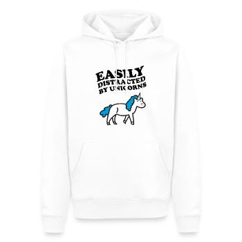 Facilement distrait par le dicton de licorne de licorne - Sweat à capuche Premium bio Homme - blanc - Devant - Nico (187cm)