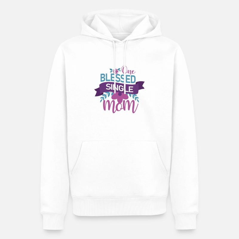 One blessed single mom - Männer Premium Bio Hoodie - Weiß