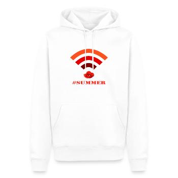 wifi coquelicot hashtag été - Sweat à capuche Premium bio Homme - blanc - Devant - Nico (187cm)