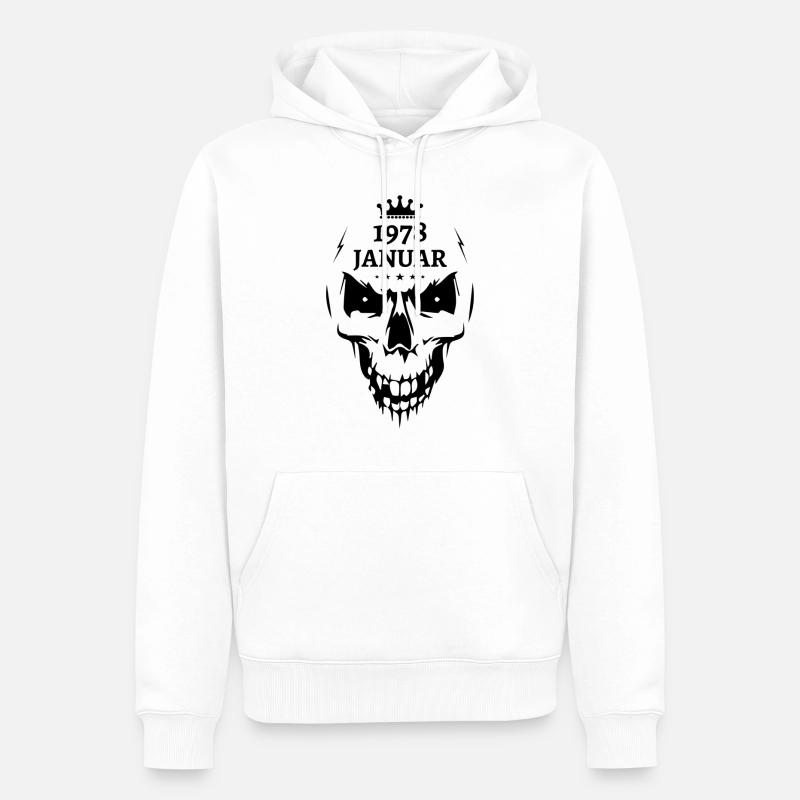 Januar 1978 Totenkopf - Männer Premium Bio Hoodie - Weiß