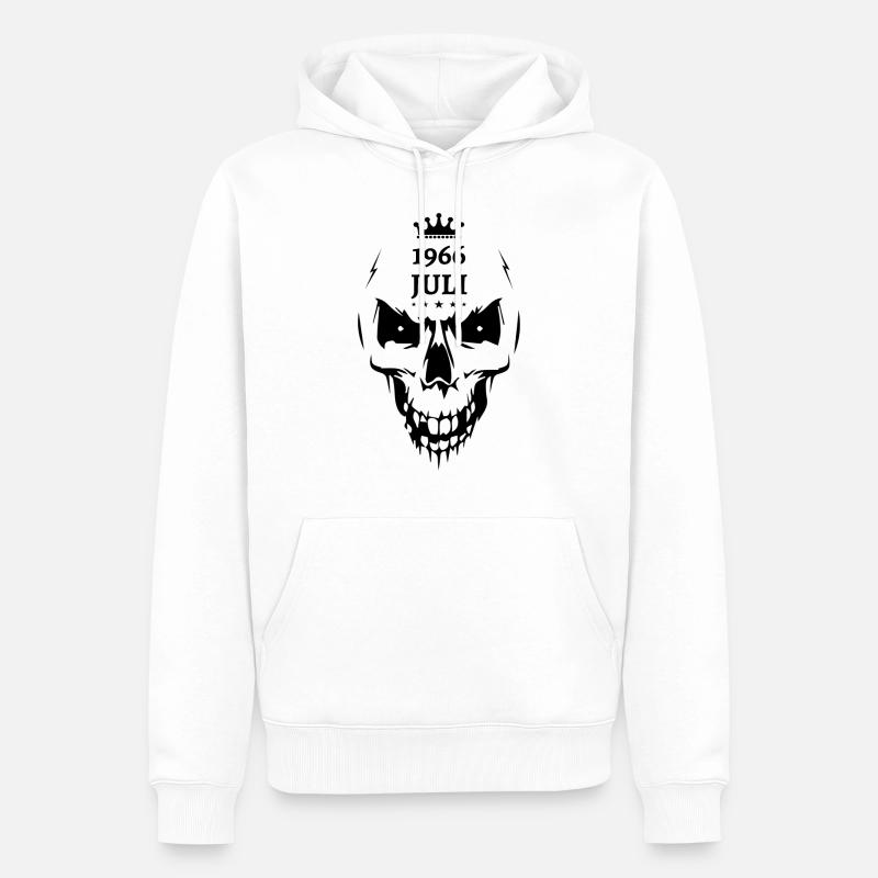 Juillet 1966 Crâne - Sweat à capuche Premium bio Homme - blanc