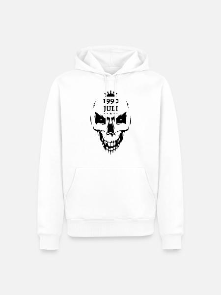 Juli 1990 Totenkopf - Männer Premium Bio Hoodie - Weiß