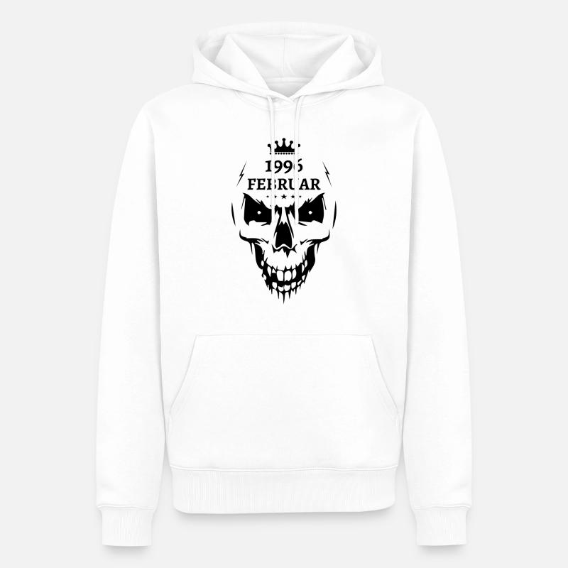 Février 1996 Crâne - Sweat à capuche Premium bio Homme - blanc
