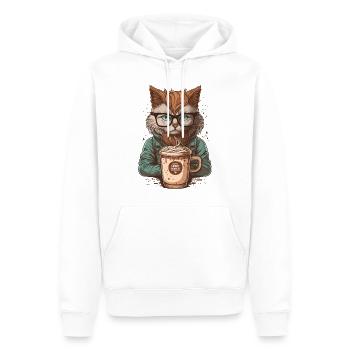 Latte Loving Cat - Sweat à capuche Premium bio Homme - blanc - Devant - Nico (187cm)