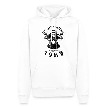35. Geburtstag Ich gebe Vollgas seit 12/1989 - Männer Premium Bio Hoodie - Weiß - Vorne - Nico (187cm)