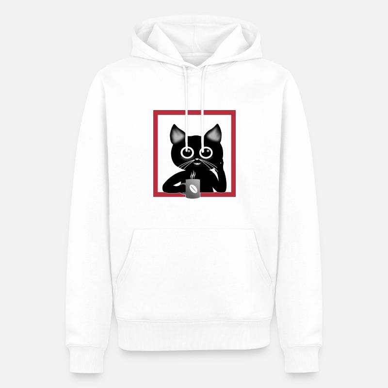Chat de café - Sweat à capuche Premium bio Homme - blanc
